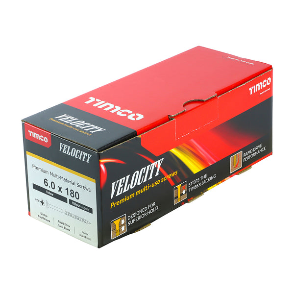 TIMCO Velocity Premium Multi-Use Countersunk Gold Woodscrews - 6.0 x 180 (100pcs)