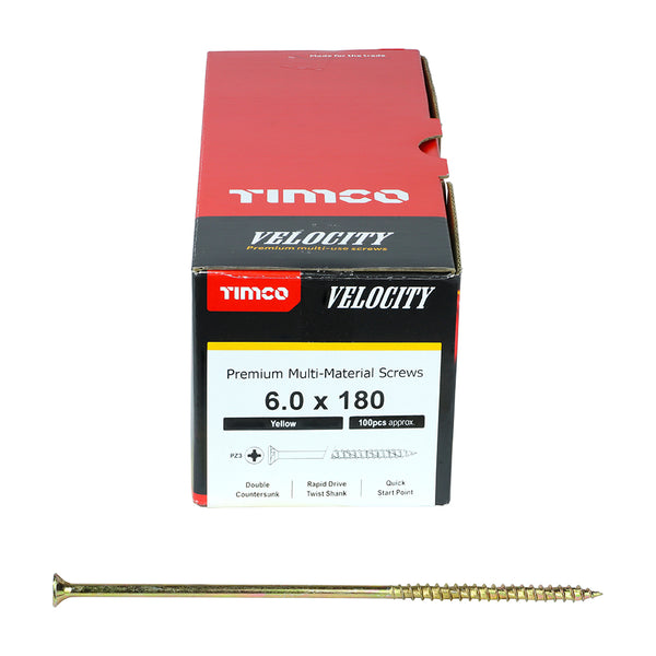 TIMCO Velocity Premium Multi-Use Countersunk Gold Woodscrews - 6.0 x 180 (100pcs)