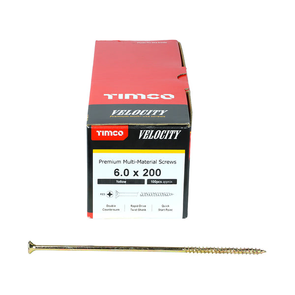 TIMCO Velocity Premium Multi-Use Countersunk Gold Woodscrews - 6.0 x 200 (100pcs)