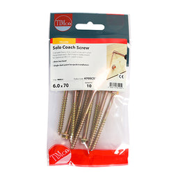 TIMCO Solo Advanced Hex Head Gold Coach Woodscrews - 6.0 x 70 (10pcs)