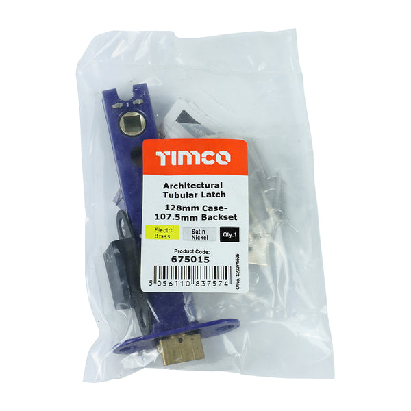 TIMCO Architectural Tubular Latch Electro Brass & Satin Nickel - 128mm