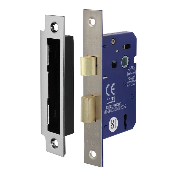 TIMCO 3 Lever Satin Nickel Mortice Sashlock 65mm Case 45mm Backset