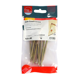 TIMCO Solo Advanced Hex Head Gold Coach Woodscrews - 6.0 x 80 (10pcs)