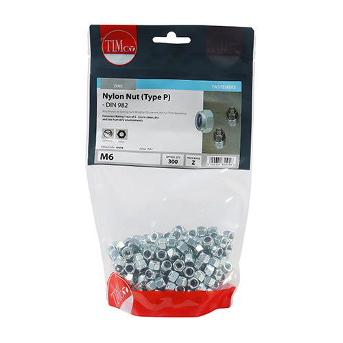 TIMCO Nylon Insert Nuts Type P DIN982 Silver - M6 (300pcs)