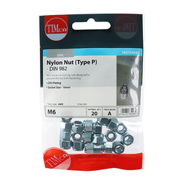 TIMCO Nylon Insert Nuts Type P DIN982 Silver - M6 (20pcs)