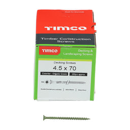 TIMCO Decking Screws Countersunk Exterior Green - 4.5 x 70 (200pcs)