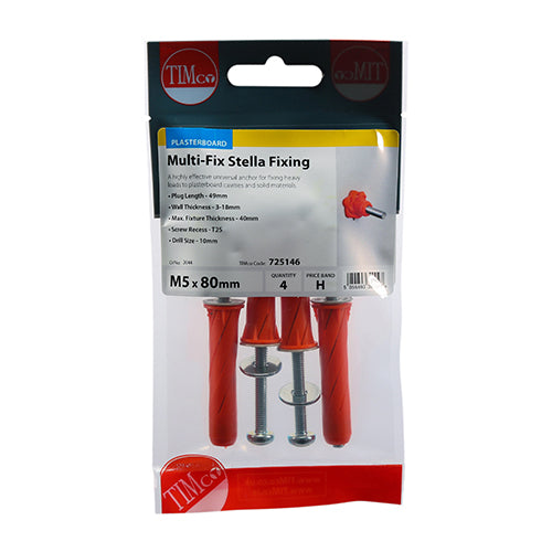 TIMCO Stella-Fix Universal Cavity & Wall Anchors - M5 x 80 (4pcs)