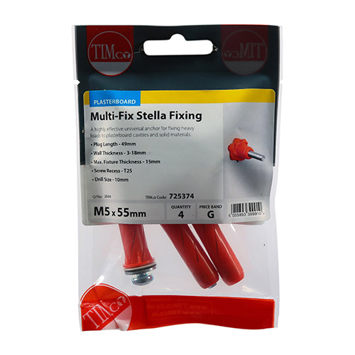 TIMCO Stella-Fix Universal Cavity & Wall Anchors - M5 x 55 (4pcs)