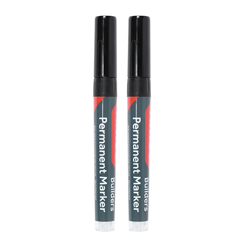 TIMCO Builders Permanent Markers Twin Pack Fine Tip Black - Fine Tip (2pcs)