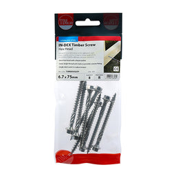 TIMCO Timber Screws Hex Flange Head A4 Stainless Steel - 6.7 x 75 (8pcs)