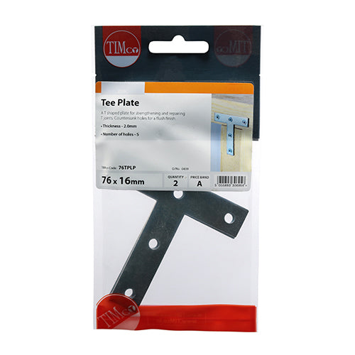 TIMCO Tee Plates Silver - 76 x 76 x 16 (2pcs)