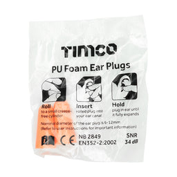 TIMCO Disposable PU Ear Plugs 200 Pairs - One Size (200pcs)