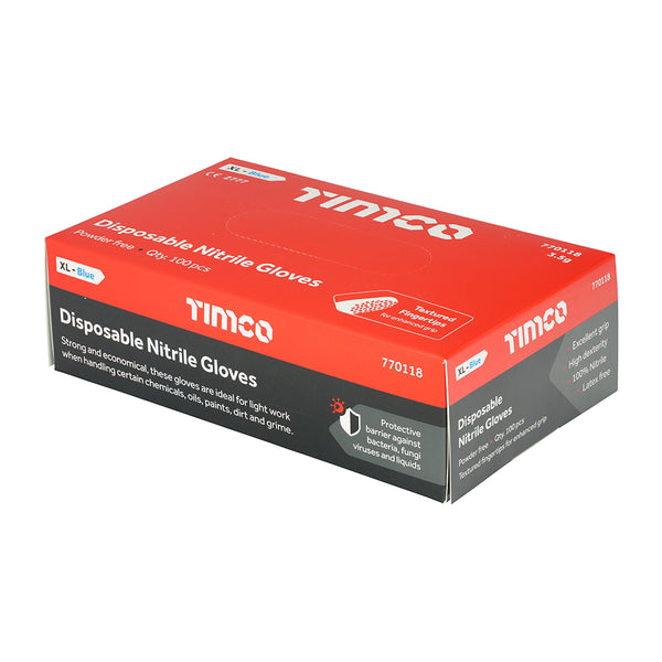 TIMCO Nitrile Work Gloves Blue - X Large (100pcs)