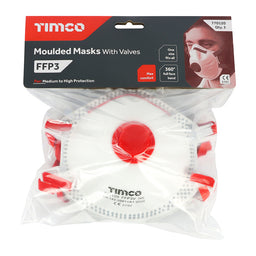 TIMCO FFP3 Moulded Valved Masks - One Size (3pcs)