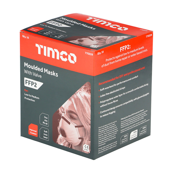 TIMCO FFP2 Moulded Valved Masks - One Size (10pcs)