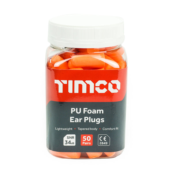 TIMCO Disposable PU Ear Plugs 50 Pairs - One Size (50pcs)