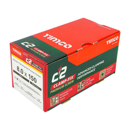 TIMCO C2 Clamp-Fix Multi-Purpose Premium Countersunk Gold Woodscrews - 8.0 x 150 (50pcs)