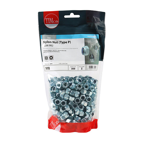 TIMCO Nylon Insert Nuts Type P DIN982 Silver - M8 (300pcs)