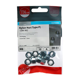 TIMCO Nylon Insert Nuts Type P DIN982 Silver - M8 (10pcs)