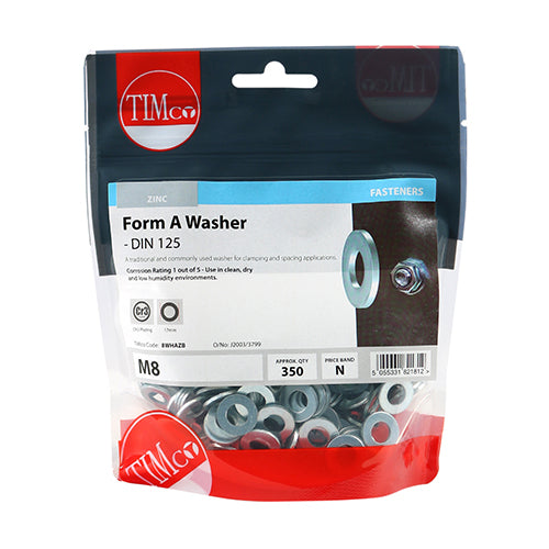 TIMCO Form A Washers DIN125-A Silver - M8 (350pcs)