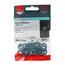 TIMCO Form A Washers DIN125-A Silver - M8 (30pcs)