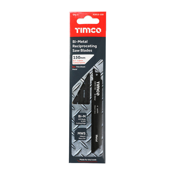 TIMCO Reciprocating Saw Blades Metal Cutting Bi-Metal - S922AF (5pcs)