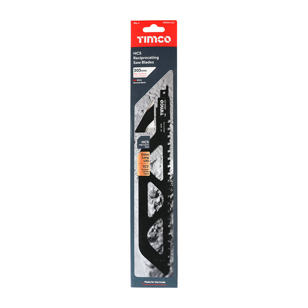 TIMCO Reciprocating Saw Blades Block / Brick Cutting Tungsten Carbide Tipped Blade - S1243HM