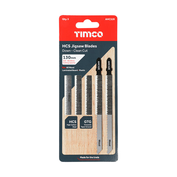 TIMCO Jigsaw Blades Wood Cutting HCS Blades - T101BRLong (5pcs)