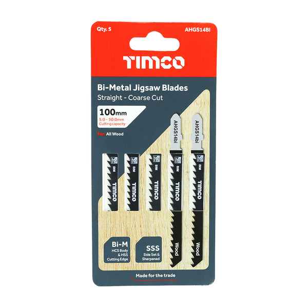 TIMCO Jigsaw Blades Wood Cutting Bi-Metal Blades - T144DF (5pcs)