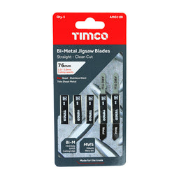 TIMCO Jigsaw Blades Metal Cutting Bi-Metal Blades - T118AF (5pcs)