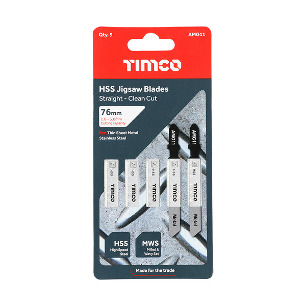 TIMCO Jigsaw Blades Metal Cutting HSS Blades - T118A (5pcs)