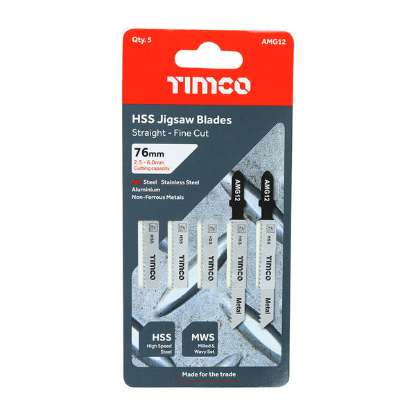 TIMCO Jigsaw Blades Metal Cutting HSS Blades - T118B (5pcs)