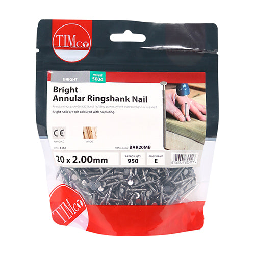 TIMCO Annular Ringshank Nails Bright - 20 x 2.00 (0.5kg)