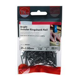 TIMCO Annular Ringshank Nails Bright - 25 x 2.00 (150pcs)