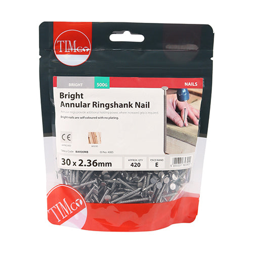 TIMCO Annular Ringshank Nails Bright - 30 x 2.36 (0.5kg)