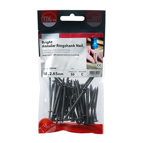 TIMCO Annular Ringshank Nails Bright - 50 x 2.65 (50pcs)