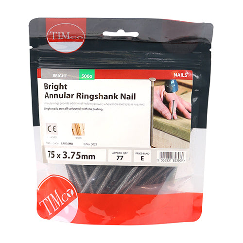 TIMCO Annular Ringshank Nails Bright - 75 x 3.75 (0.5kg)