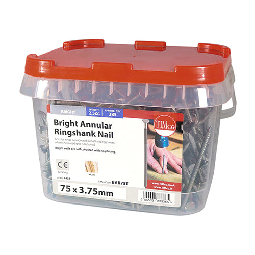 TIMCO Annular Ringshank Nails Bright - 75 x 3.75 (2.5kg)