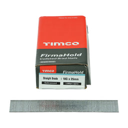 TIMCO FirmaHold Collated 18 Gauge Straight Galvanised Brad Nails - 18g x 25 (5000pcs)