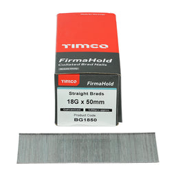 TIMCO FirmaHold Collated 18 Gauge Straight Galvanised Brad Nails - 18g x 50 (5000pcs)