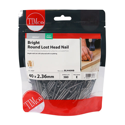 TIMCO Round Lost Head Nails Bright - 40 x 2.36 (0.5kg)