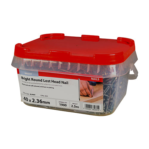 TIMCO Round Lost Head Nails Bright - 40 x 2.36 (2.5kg)