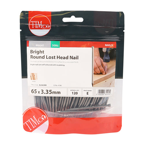 TIMCO Round Lost Head Nails Bright - 65 x 3.35 (0.5kg)