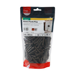 TIMCO Brown Plastic Plugs - 36mm (300pcs)