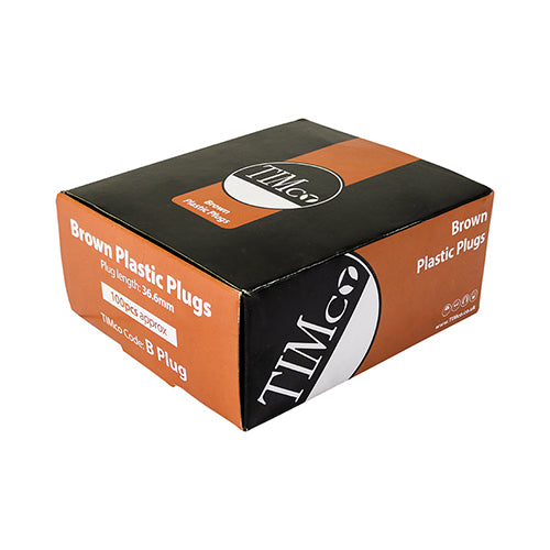 TIMCO Brown Plastic Plugs - 36mm (100pcs)