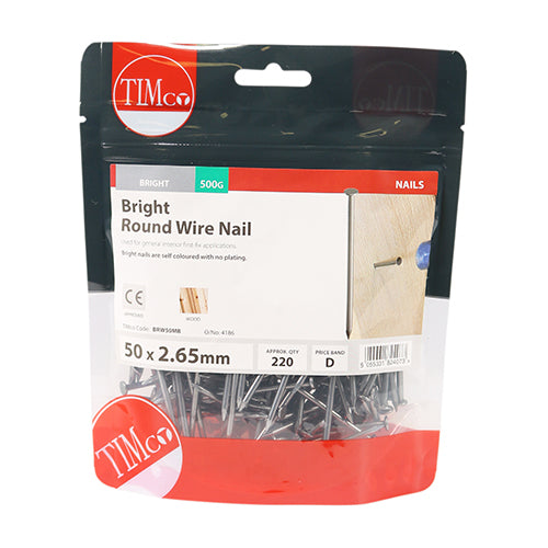 TIMCO Round Wire Nails Bright - 50 x 2.65 (0.5kg)