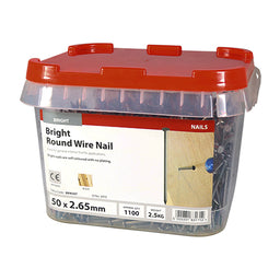 TIMCO Round Wire Nails Bright - 50 x 2.65 (2.5kg)