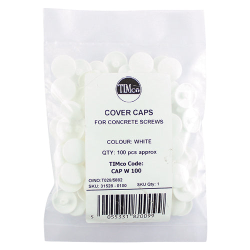 TIMCO Concrete Screw Cover Caps Light White - WHITE (100pcs)