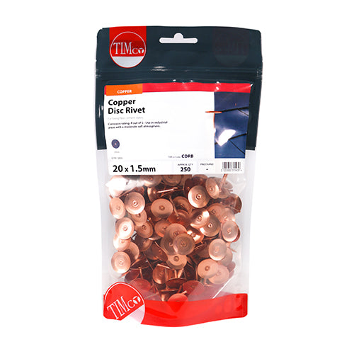 TIMCO Disc Rivets Copper - 20 x 1.50 (250pcs)