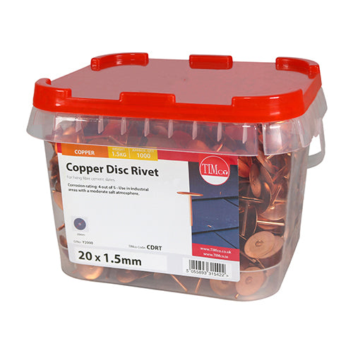 TIMCO Disc Rivets Copper - 20 x 1.50 (1000pcs)